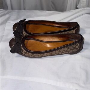 Coach Brown Bow Flats Size 8